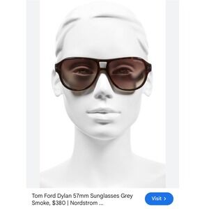 Tom Ford Dylan TF446 20A Sunglasses Grey Smoke Translucent Aviator 57mm Italy
